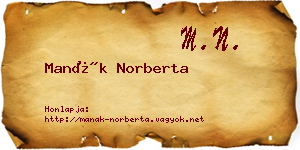 Manák Norberta névjegykártya